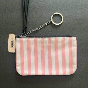 Victoria's Secret Pink and White Striped Cosmetics Small Bag